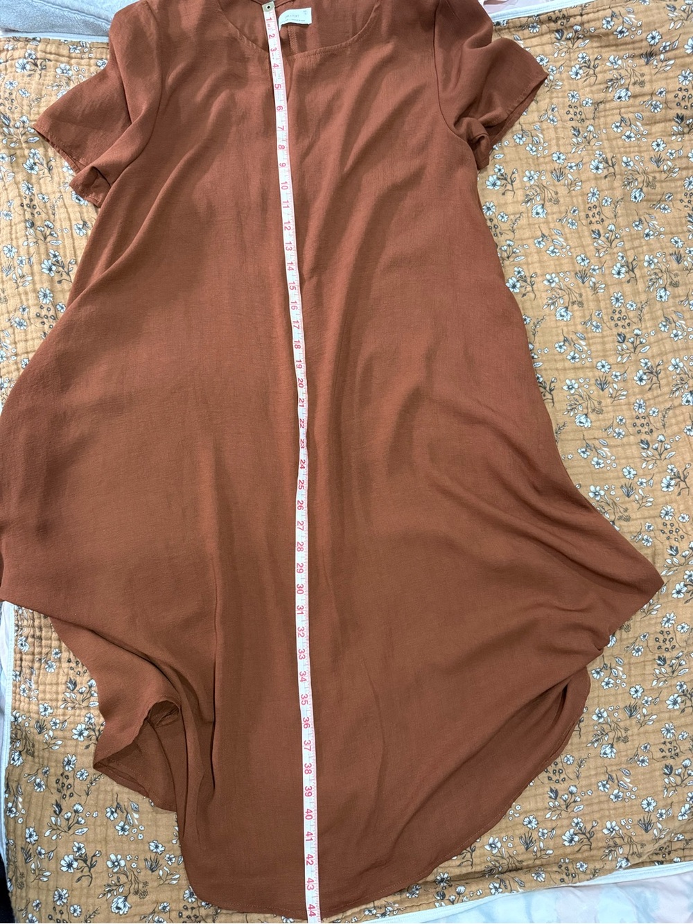 OAK + FORT Minimalist Earthy Flowy Midi Dress Rust Terracotta Brown Size Medium - Picture 9 of 10